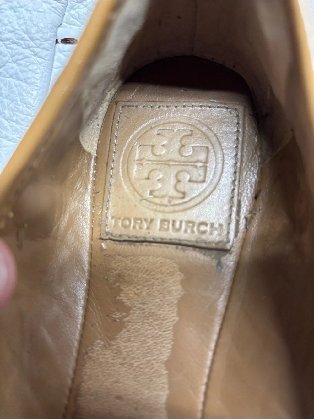 Tory Burch Caramel Woven Patent Leather Ballet Flats